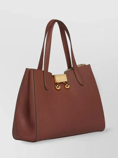 Marni Small Tote Bag Gold Hardware In Burgundy