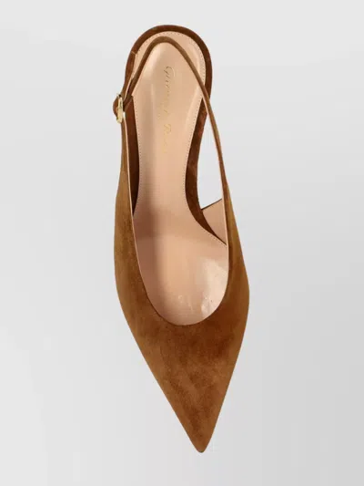Gianvito Rossi Robbie Suede Leather Slingback In Brown