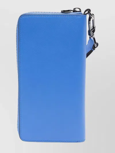 Kiton Calfskin Phone Holder Cardholder Wrist Strap In Blue