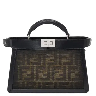 Fendi Peekaboo Leather Crossbody Bag In Black