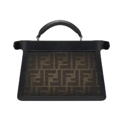 Fendi Peekaboo Leather Crossbody Bag In Black