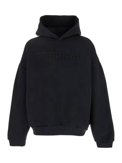 Fear Of God Eternal Logo-embossed Cotton-blend Jersey Hoodie In Black