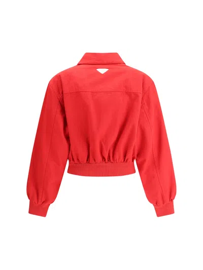 Prada Canvas Jacket In Red