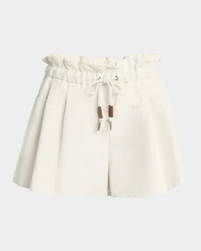 Moncler Relaxed Fit Bermuda Shorts With Elastic Waistband In Natural