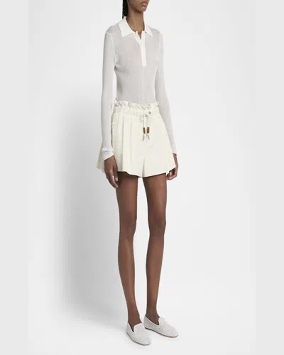 Moncler Relaxed Fit Bermuda Shorts With Elastic Waistband In Natural