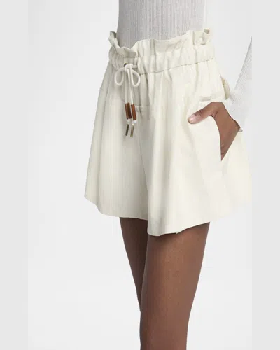 Moncler Relaxed Fit Bermuda Shorts With Elastic Waistband In Natural