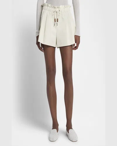 Moncler Relaxed Fit Bermuda Shorts With Elastic Waistband In Natural