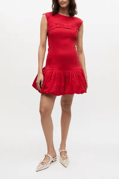 Ganni Washed Stretch Cotton Corset Mini Dress In Racing Red
