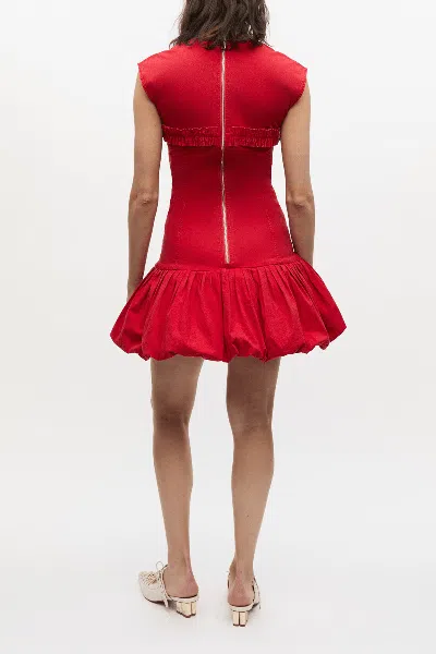 Ganni Washed Stretch Cotton Corset Mini Dress In Racing Red