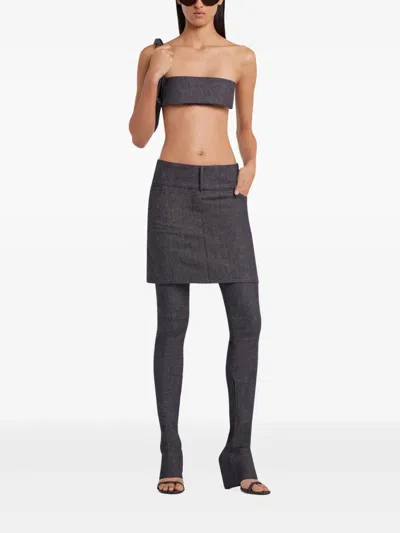 Courrèges Miniskirt With Belt In Grey