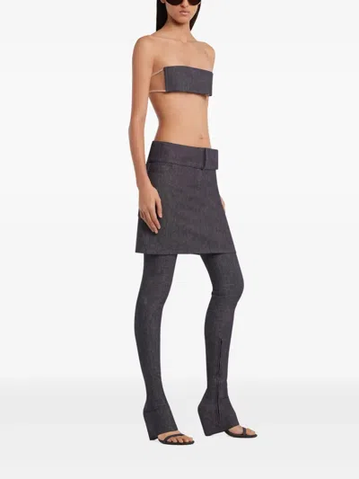 Courrèges Miniskirt With Belt In Grey