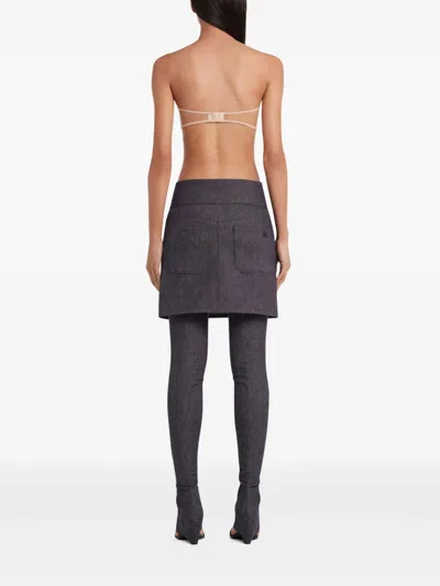 Courrèges Miniskirt With Belt In Grey