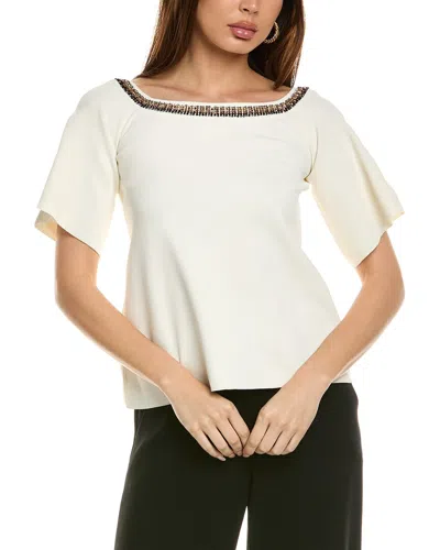 Stella Mccartney Embroidered Compact Knit Top In White