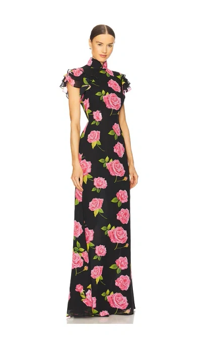 Sau Lee Sylvie Floral Dress In Black Multi
