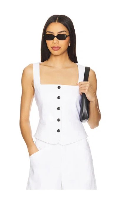 Rag & Bone Mariana Square Neck Linen Blend Vest In White