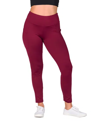 24seven Comfort Apparel Ankle Length Pocket Leggings In Burgundy