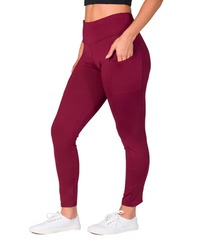 24seven Comfort Apparel Ankle Length Pocket Leggings In Burgundy