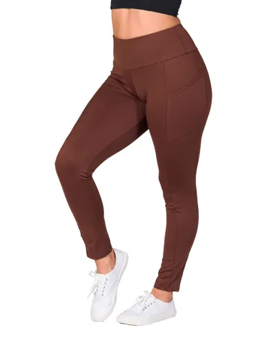 24seven Comfort Apparel Ankle Length Pocket Leggings In Burgundy