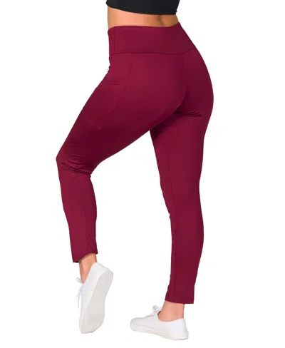 24seven Comfort Apparel Ankle Length Pocket Leggings In Burgundy