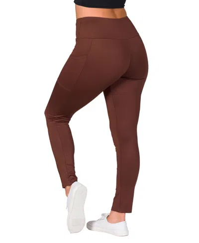 24seven Comfort Apparel Ankle Length Pocket Leggings In Burgundy
