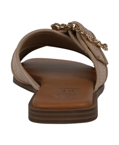 Gc Shoes Women's Ivy Embellished Buckle Slide Flat Sandals In Natural