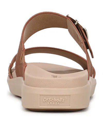 Dr. Scholl's Women's All Time Round Toe Slide Sandals In Honey Brown Faux Leather