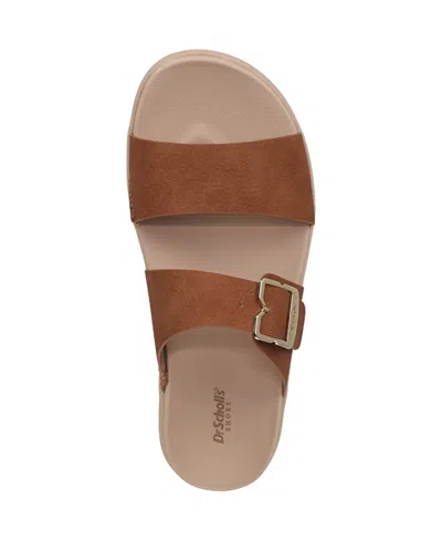 Dr. Scholl's Women's All Time Round Toe Slide Sandals In Honey Brown Faux Leather