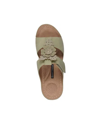 Gc Shoes Women's Talia Floral Wedge Sandals In Green