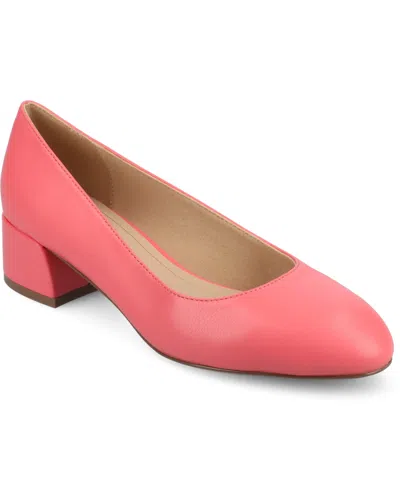 Journee Collection Saarii Womens Round Closed Toe Block Heel Pumps In Pink