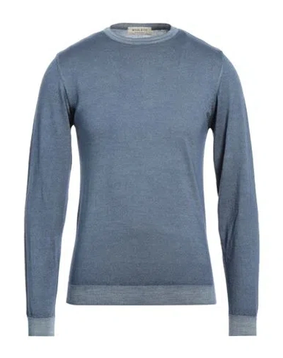 Wool & Co Man Sweater Slate Blue Size M Merino Wool