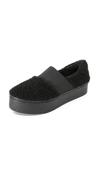 Shop Opening Ceremony Cici Shearling Platform Slip On Sneakers In Black