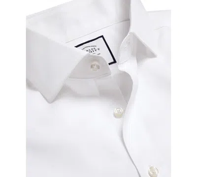 Charles Tyrwhitt Men's Non-iron Clifton Weave Cutaway Slim Fit Shirt Double Cuff In White