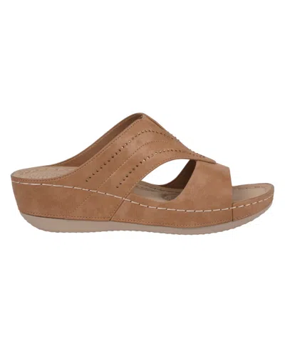 Gc Shoes Women's Johanna Embellished Wedge Sandals In Cognac