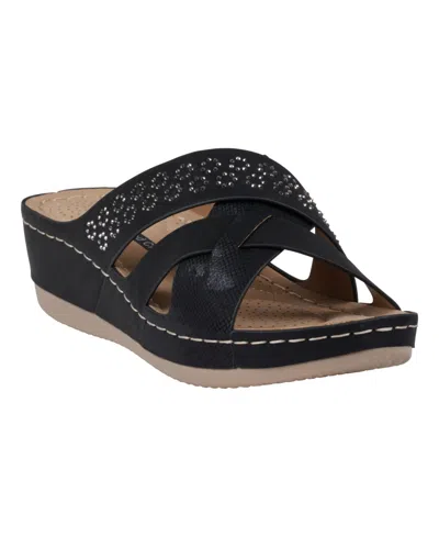 Gc Shoes Women's Soraya Strappy Wedge Sandals In Black