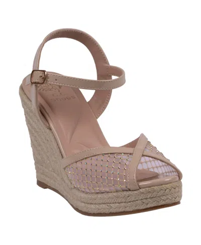 Gc Shoes Women's Mila Embellished Espadrille Wedge Sandals In Nude