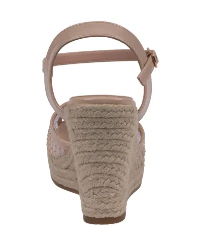 Gc Shoes Women's Mila Embellished Espadrille Wedge Sandals In Nude