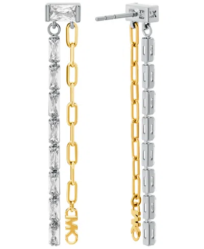 Michael Kors 14k Gold-plated Brass Mixed Chain Earrings In Gold