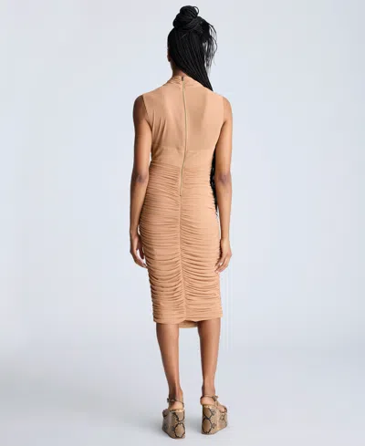 Kenneth Cole Sleeveless Twist Front Midi With Side Rouching In Dark Honey