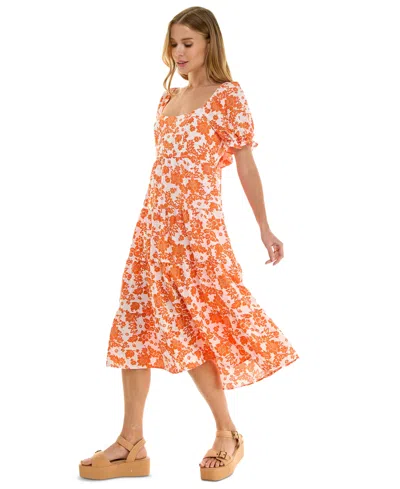 Crystal Doll Casual Dress In Ivory,orange