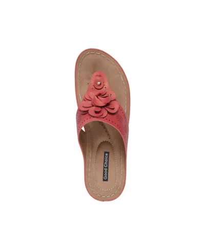 Gc Shoes Women's Willa Floral Wedge Sandals In Red