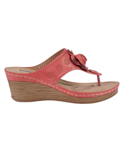 Gc Shoes Women's Willa Floral Wedge Sandals In Red