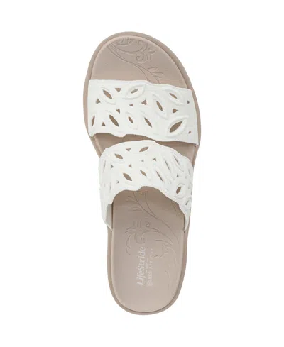 Lifestride Women's Delight Washable Slide Wedge Sandals In White