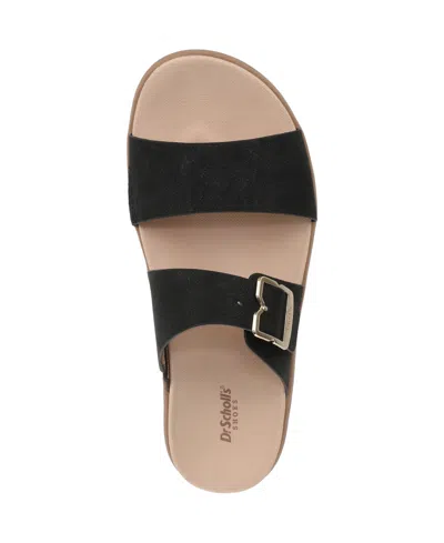 Dr. Scholl's Women's All Time Round Toe Slide Sandals In Black Faux Leather