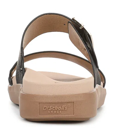 Dr. Scholl's Women's All Time Round Toe Slide Sandals In Black Faux Leather