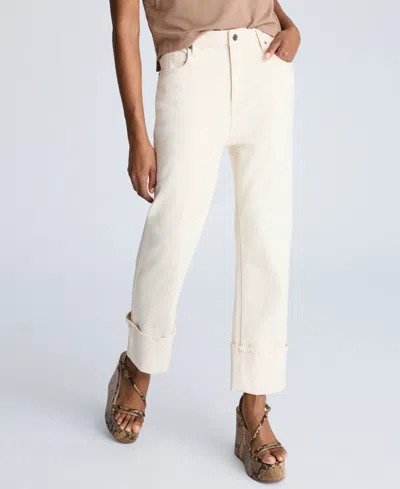 Kenneth Cole Straight Leg Wide Cuff Jean In Ecru Wash