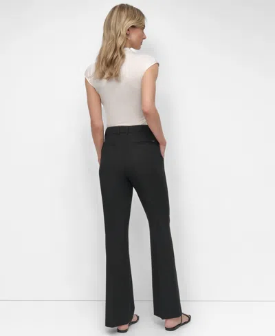 Dkny Women's Pintuck Mid-rise Flare-leg Pants In Black
