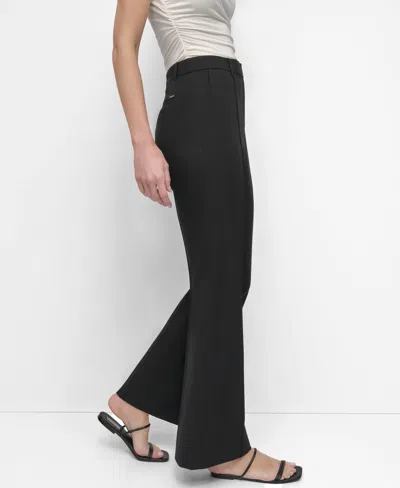Dkny Women's Pintuck Mid-rise Flare-leg Pants In Black