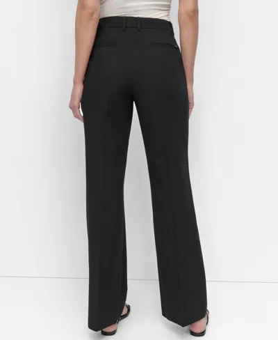 Dkny Women's Pintuck Mid-rise Flare-leg Pants In Black
