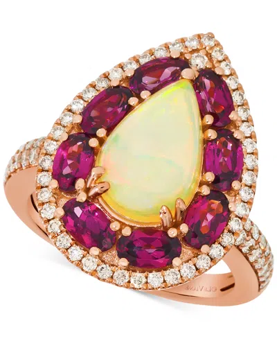 Le Vian Neopolitan Opal (1-1/2 Ct. T.w.), Raspberry Rhodolite (2-3/8 Ct. T.w.) & Nude Diamond (1/2 Ct. T.w.) In Rose Gold