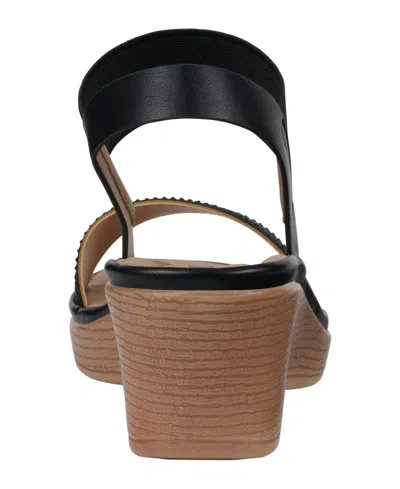 Gc Shoes Women's Nia Embellished Elastic Wedge Sandals In Black